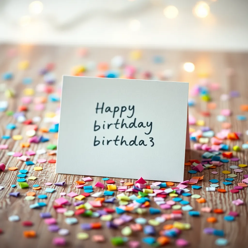 Birthday Card Surrounded by Colorful Confetti