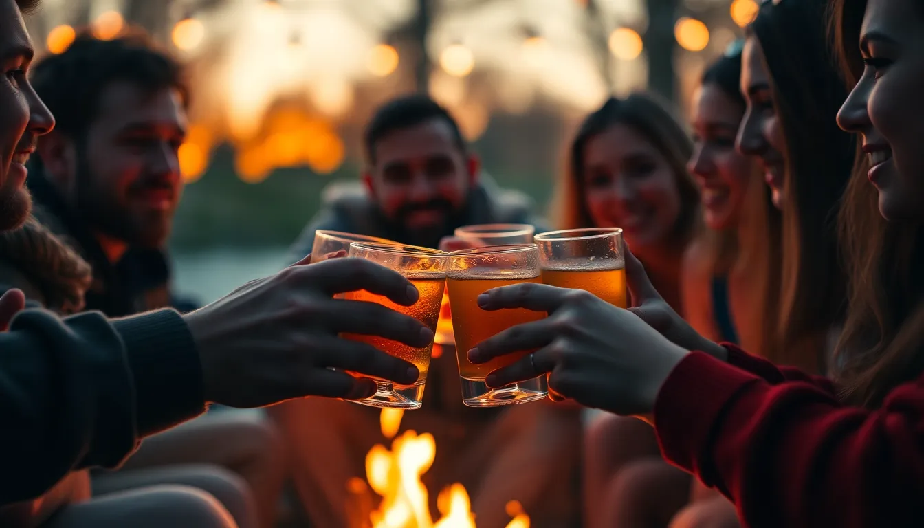 Toasting at Birthday Bonfire