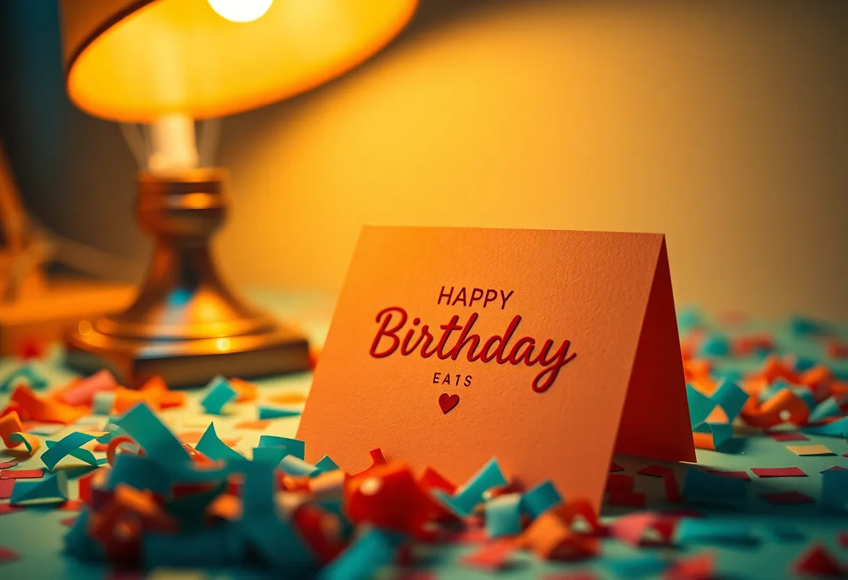 Birthday Card Surrounded by Confetti