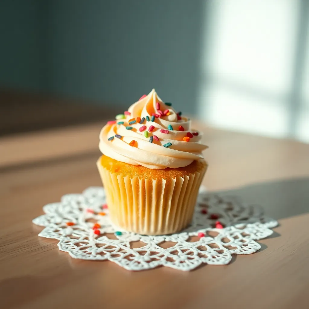 Close-Up of Decorative Birthday Cupcake