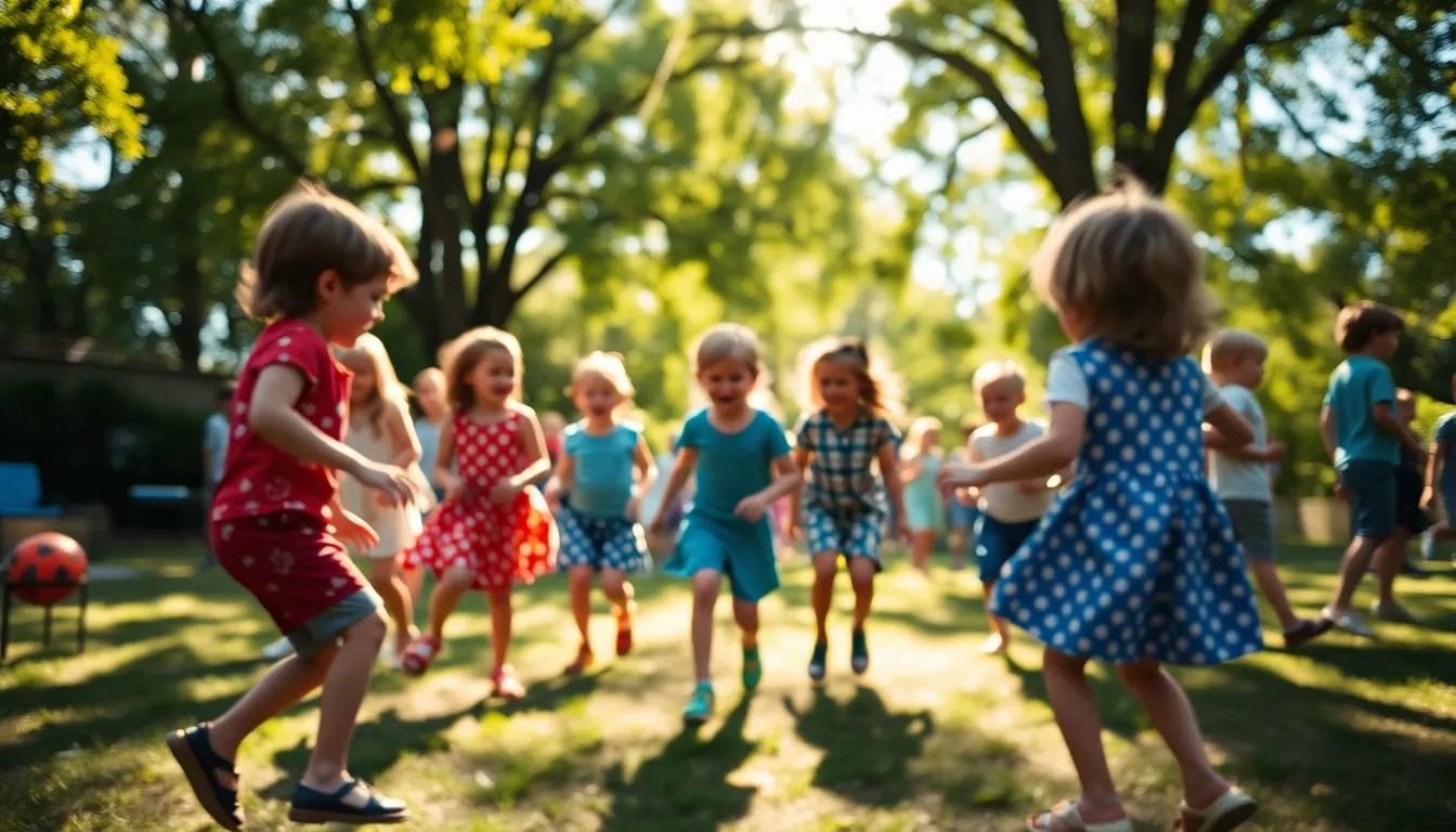 Children Enjoying Outdoor Birthday Games