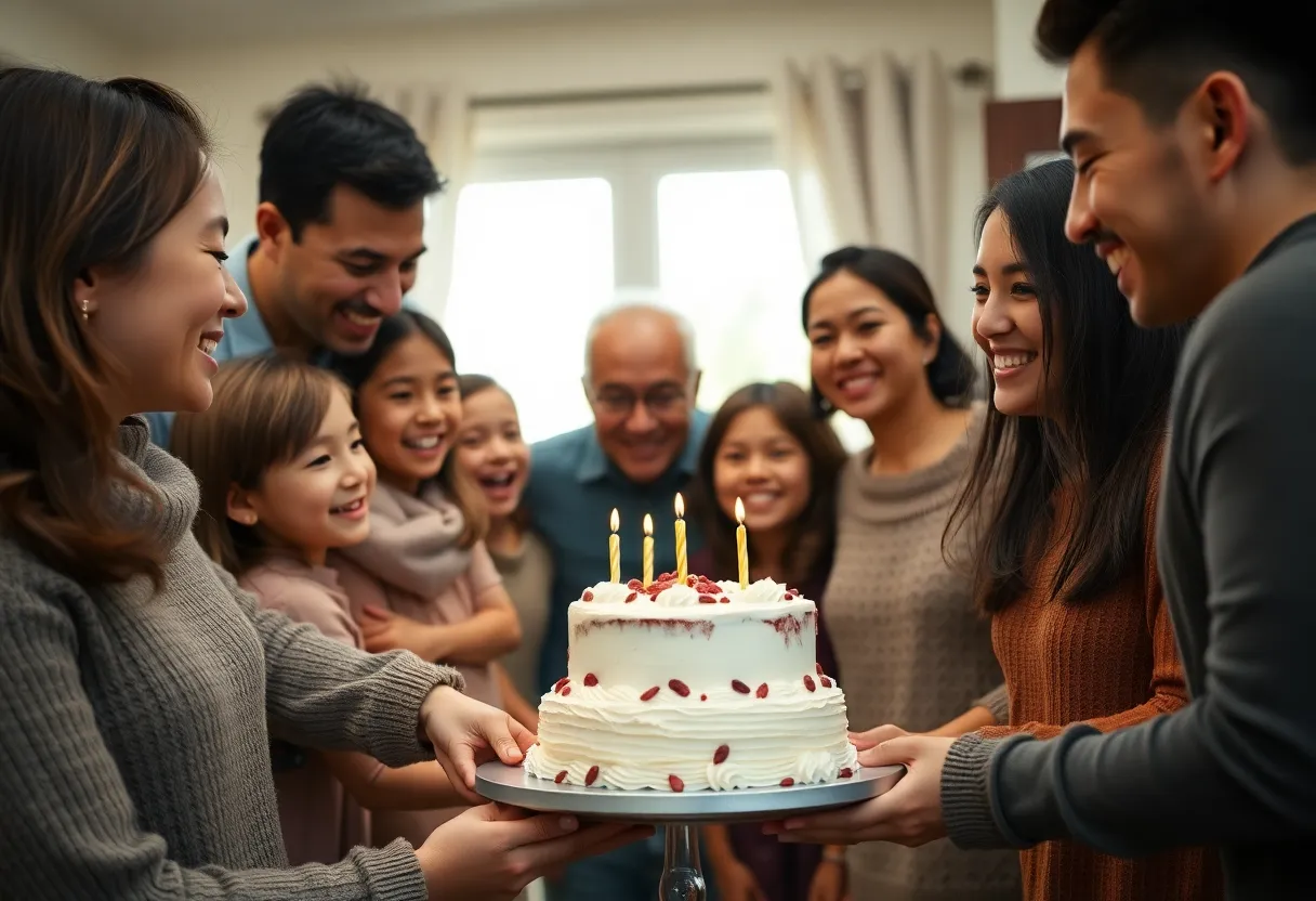 Family Gathering for Cake Cutting Ceremony