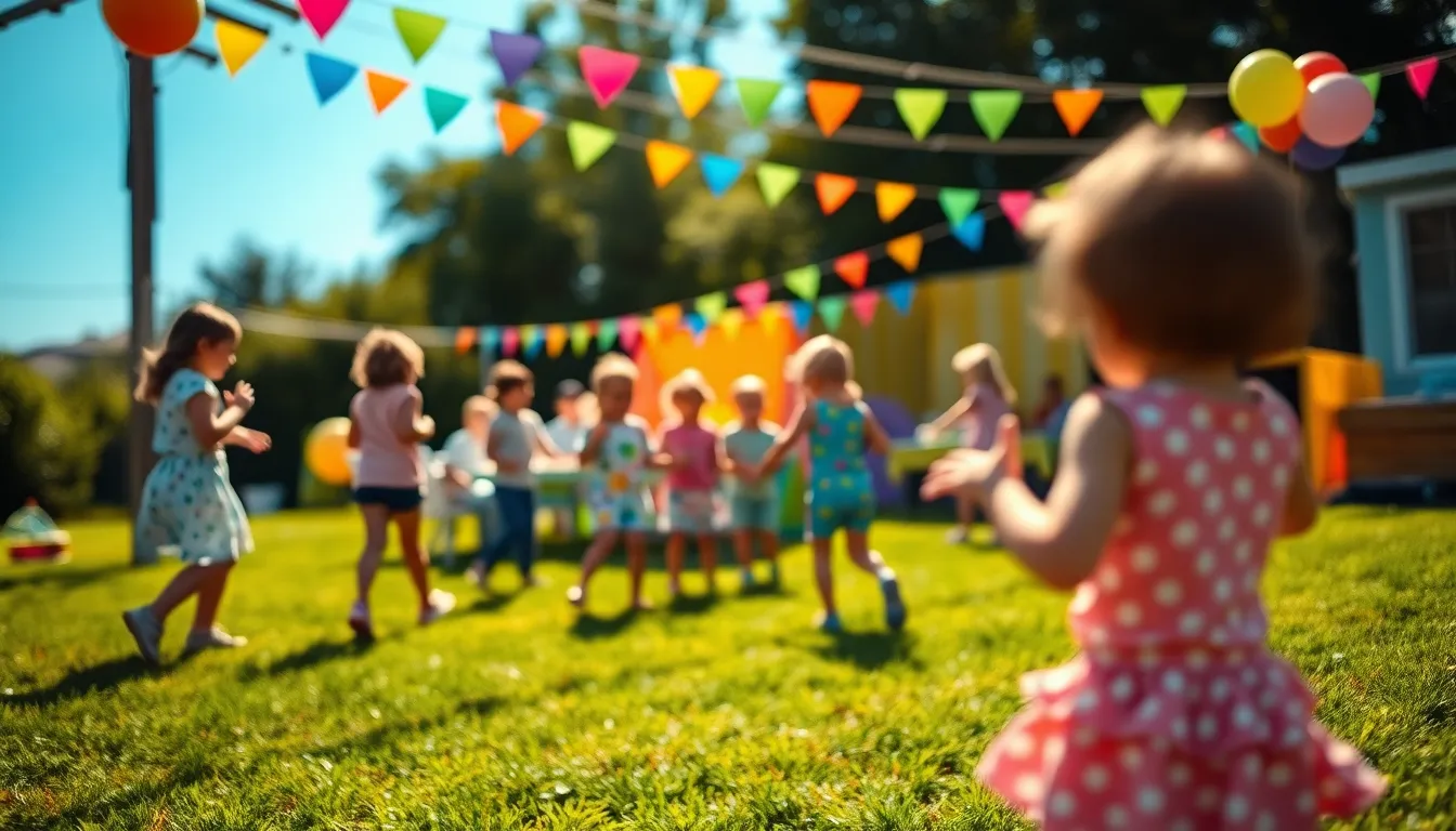 Outdoor Birthday Party with Children Playing