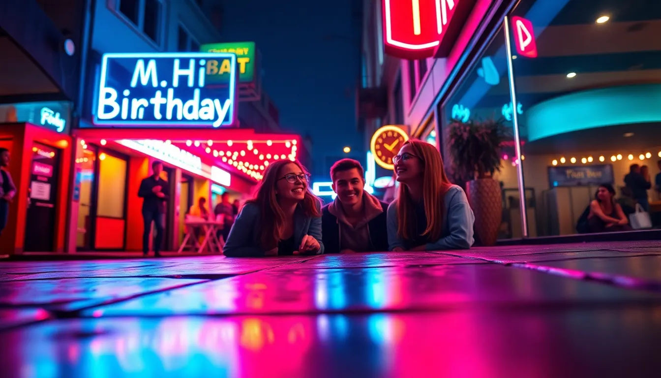 Nighttime Urban Birthday Celebration
