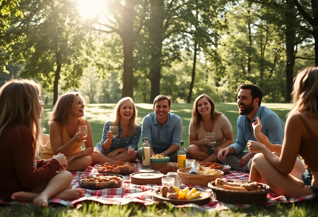 Child Blowing Out Birthday Candles Outdoors