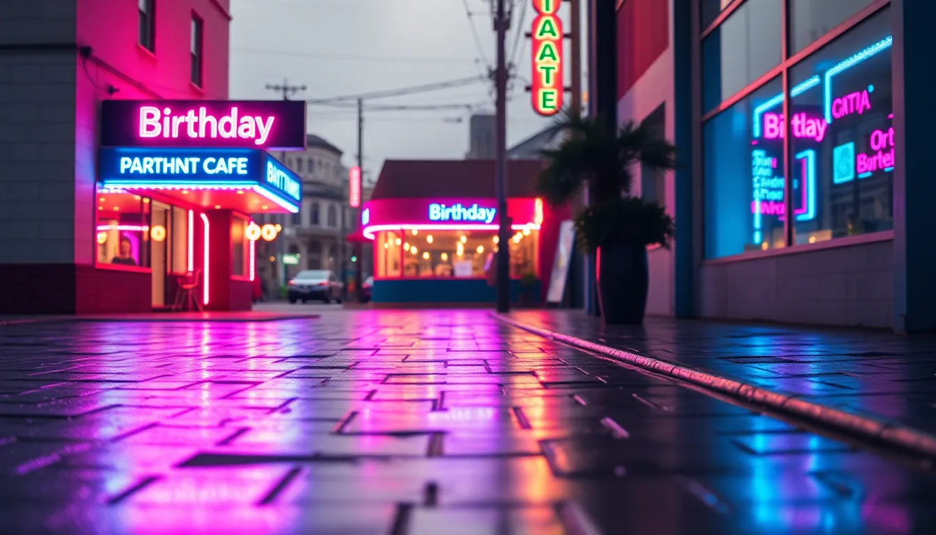Neon Birthday Celebration at Café