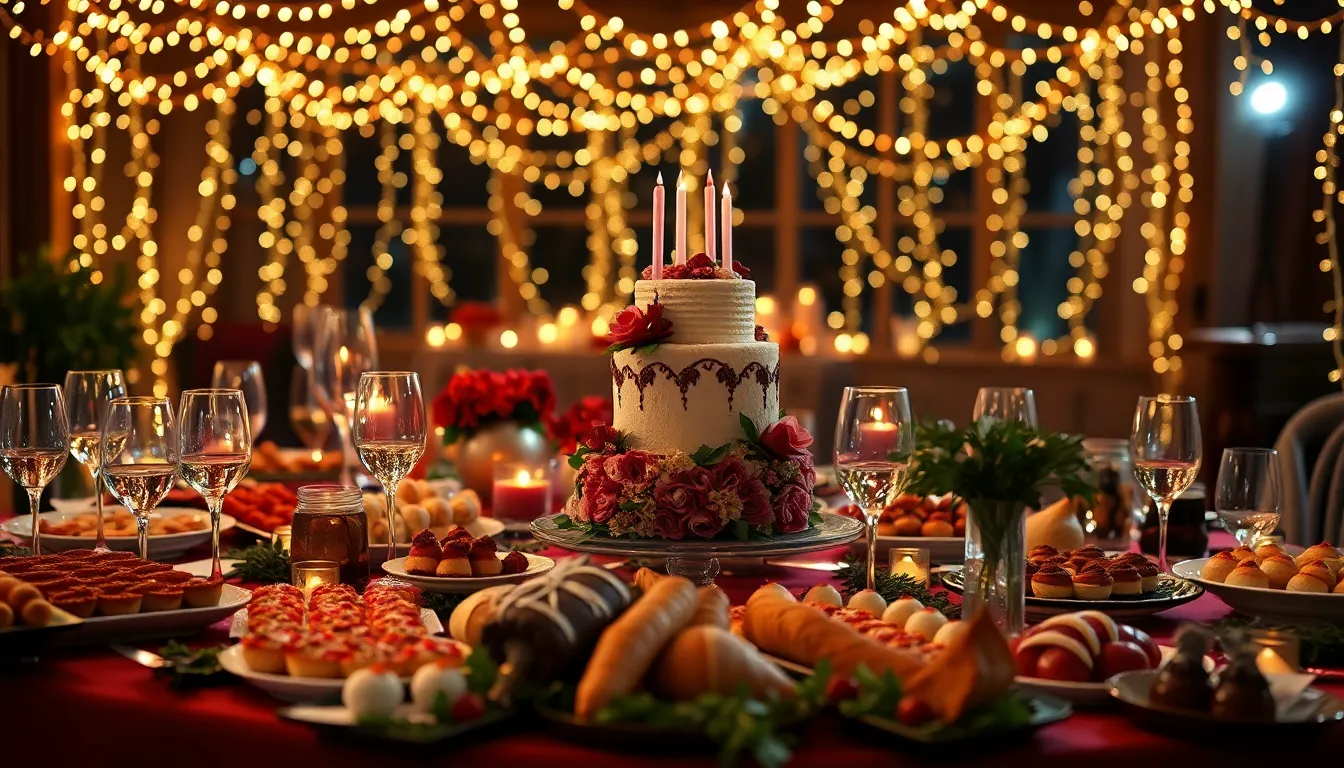 Extravagant Birthday Feast with Fairy Lights