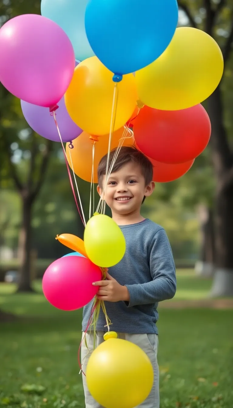 Child with Colorful Balloons in the Park