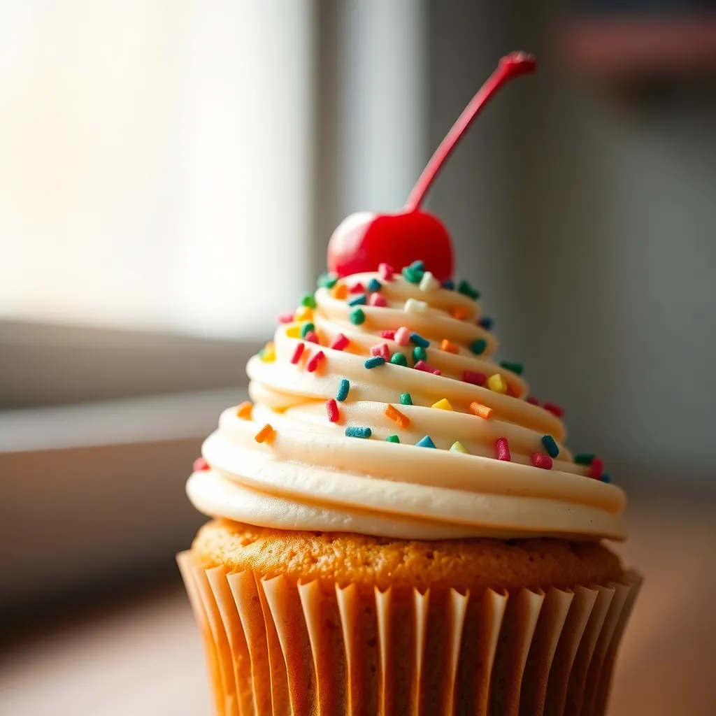 Close-Up of Festive Birthday Cupcake