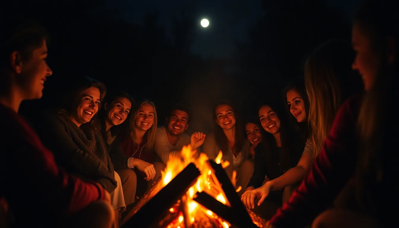 Nighttime Birthday Bonfire Celebration