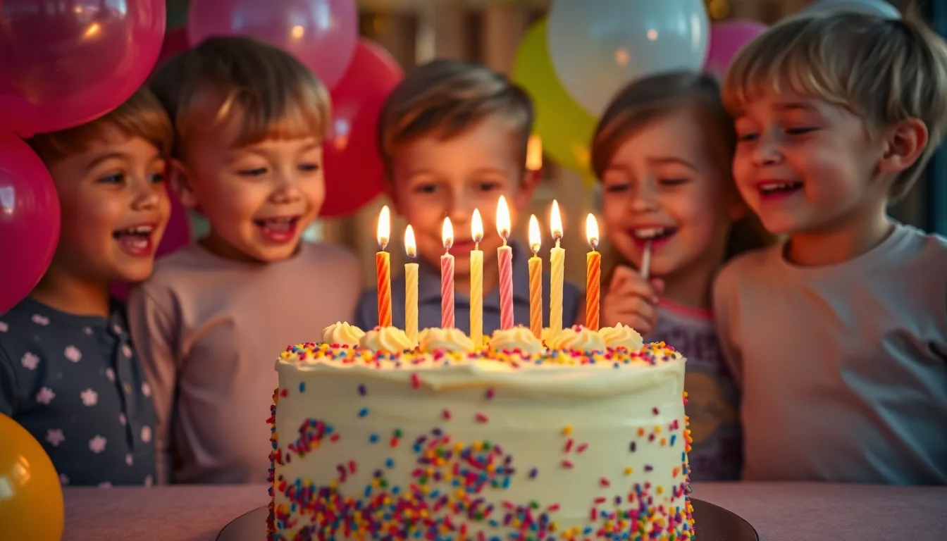 Children Blowing Out Birthday Candles