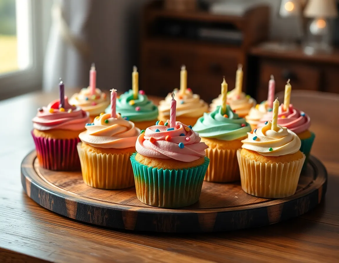 Assorted Colorful Birthday Cupcakes