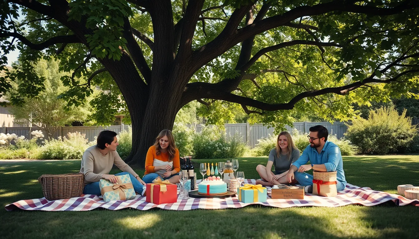 Family Picnic Under Backyard Tree