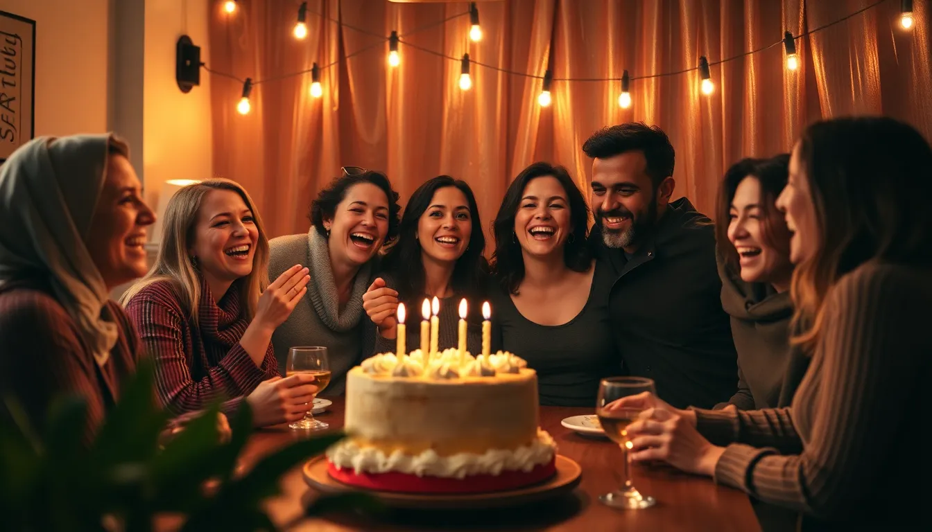 Friends Gathering for a Birthday Celebration