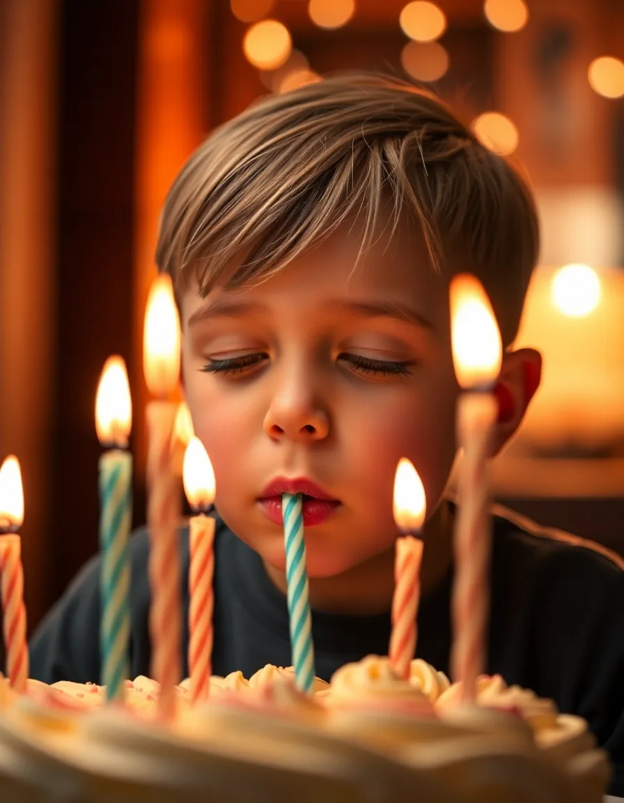 Child Blowing Out Candles on Birthday Cake