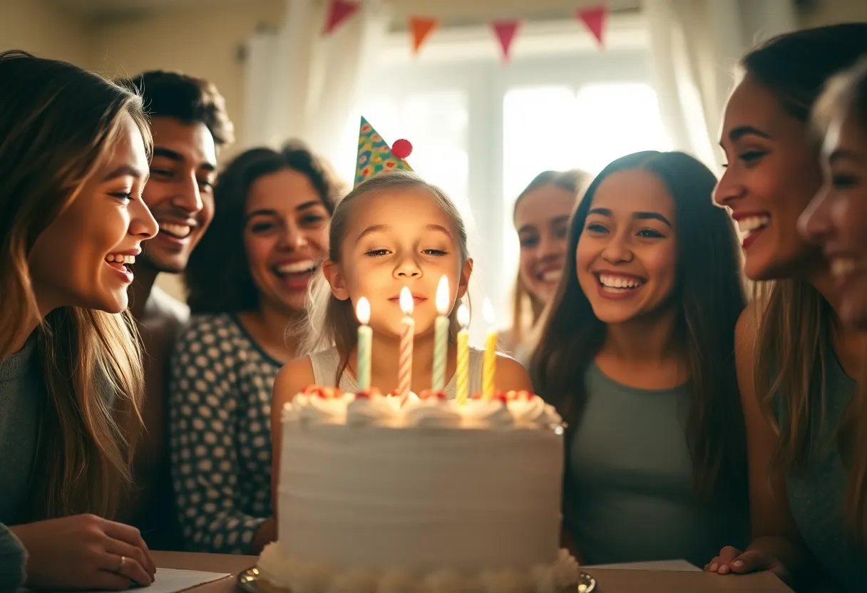 Birthday Girl Blowing Out Candles