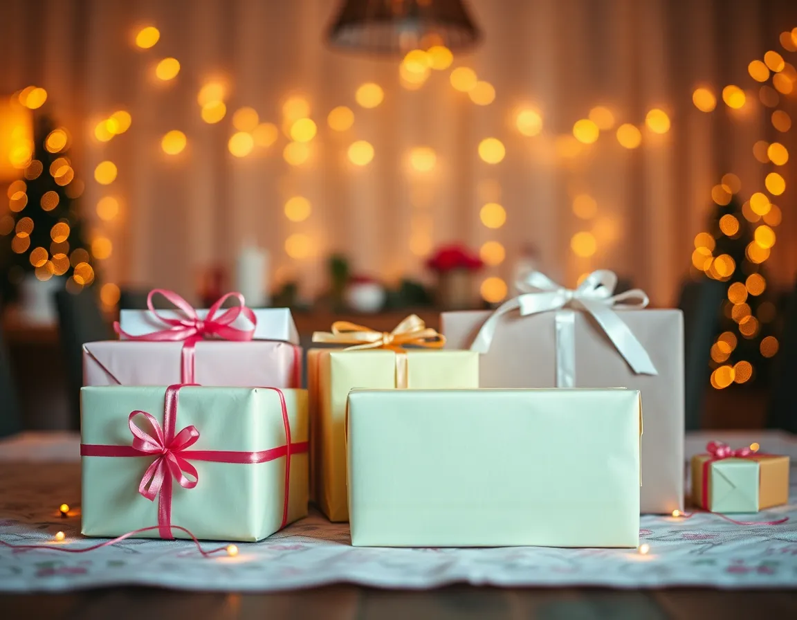 Wrapped Birthday Gifts on Table