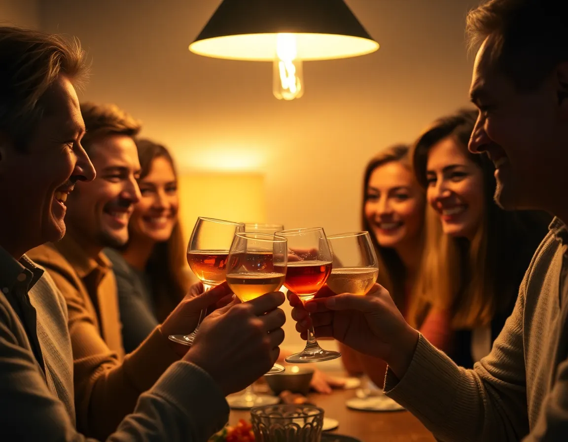 Adults Toasting at a Birthday Gathering