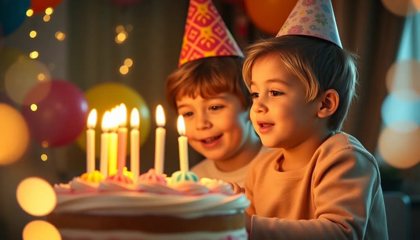Child Blowing Out Birthday Cake Candles