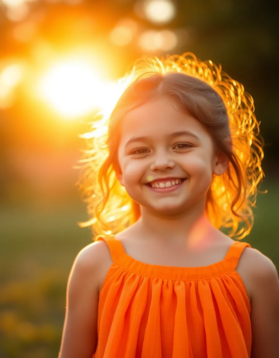Happy Birthday Girl in Golden Hour Light