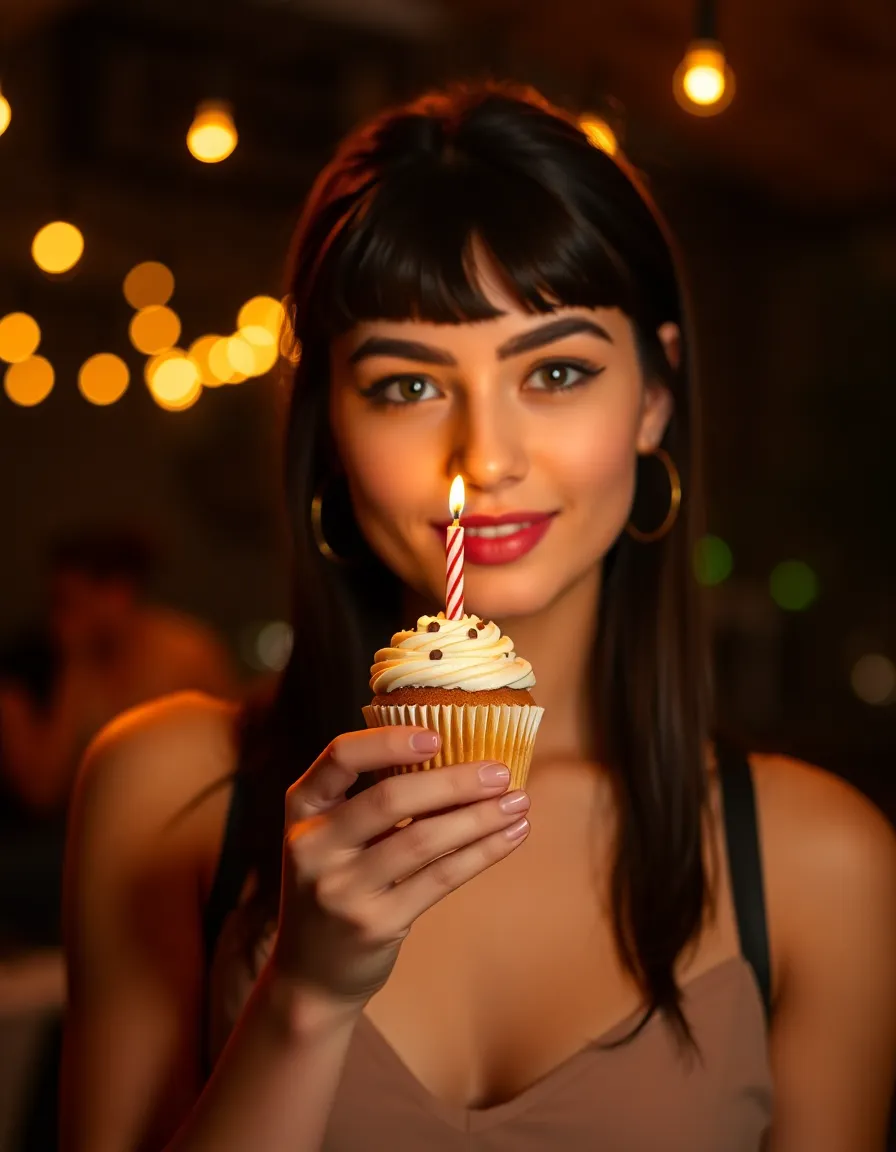 Young Adult Holding Birthday Cupcake