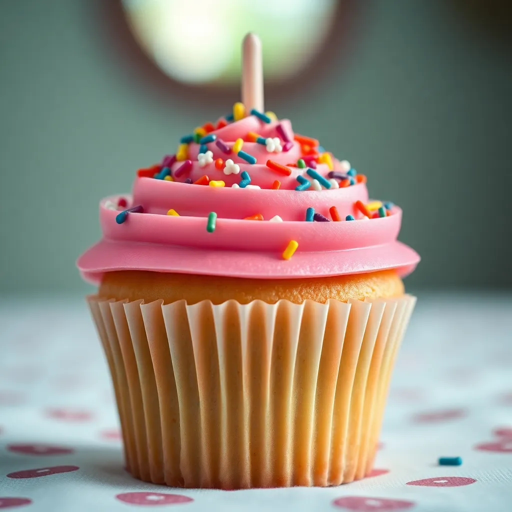 Intricate Birthday Cupcake Close-Up