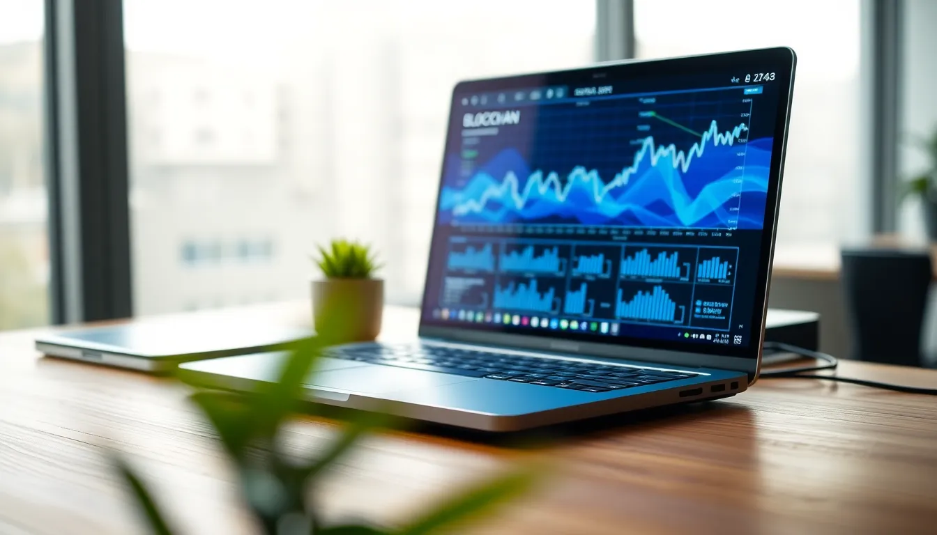 This striking image captures a blockchain-themed poster set against a brightly painted graffiti wall. The scene is illuminated by diffused daylight, bringing out the vibrant colors and textures of both the poster and the surrounding urban environment. With a shallow depth of field, the focus remains on the intricate details of the poster, inviting viewers into the world of blockchain technology. The overall mood is both modern and edgy, representing the fusion of art and technology.