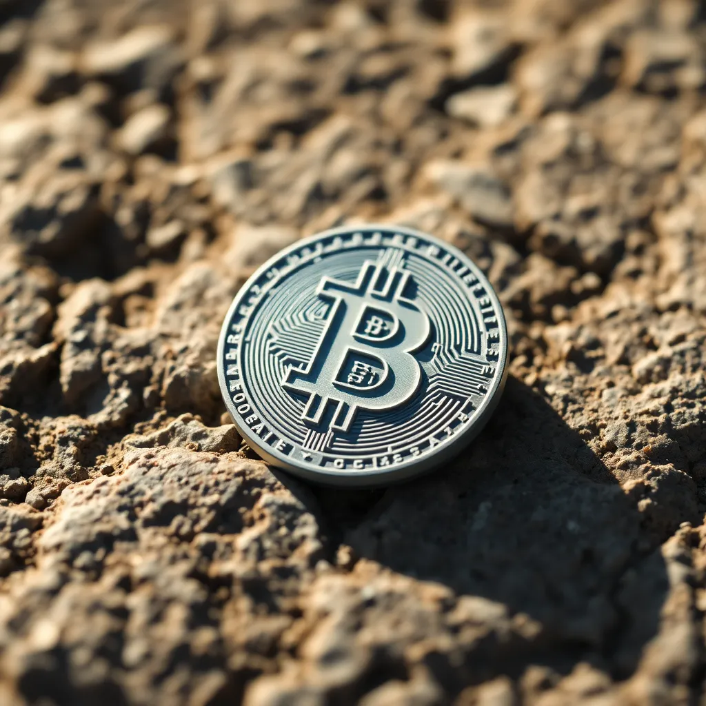 This macro shot presents a beautifully crafted 3D printed model representing blockchain technology, elegantly displayed on a rugged stone surface. Soft sunlight enhances the intricate details of the model, creating textures and subtle shadows that highlight its complexity. The muted color palette delivers an earthy, grounded feel, resonating with the solidity associated with blockchain. Negative space in the composition emphasizes the model's significance, inviting viewers to explore the theme of technological advancement.