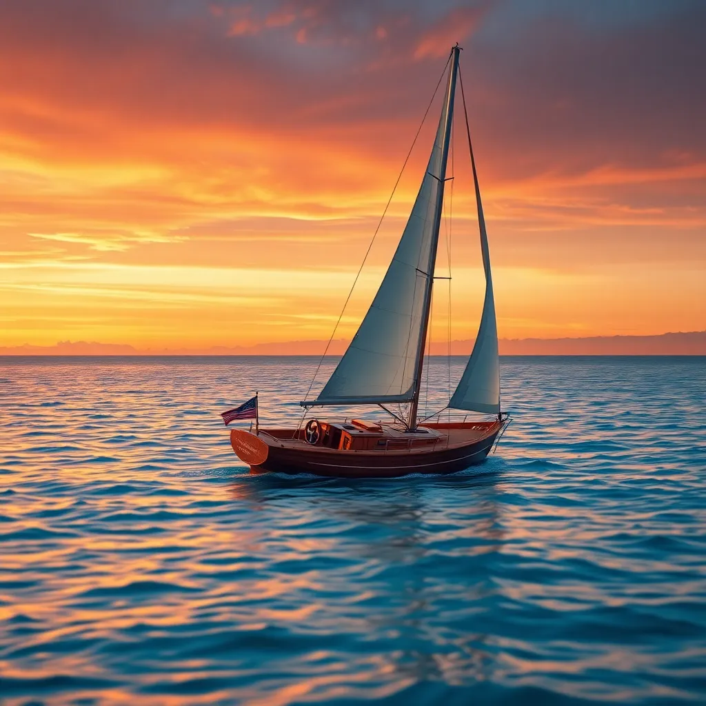 Classic Sailboat at Sunset