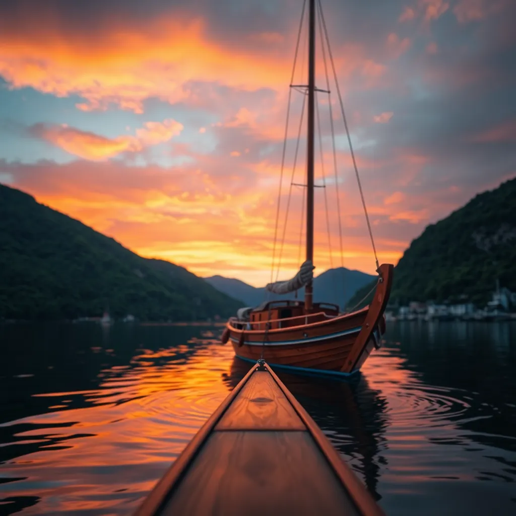 Sailboat at Sunset in Tranquil Bay