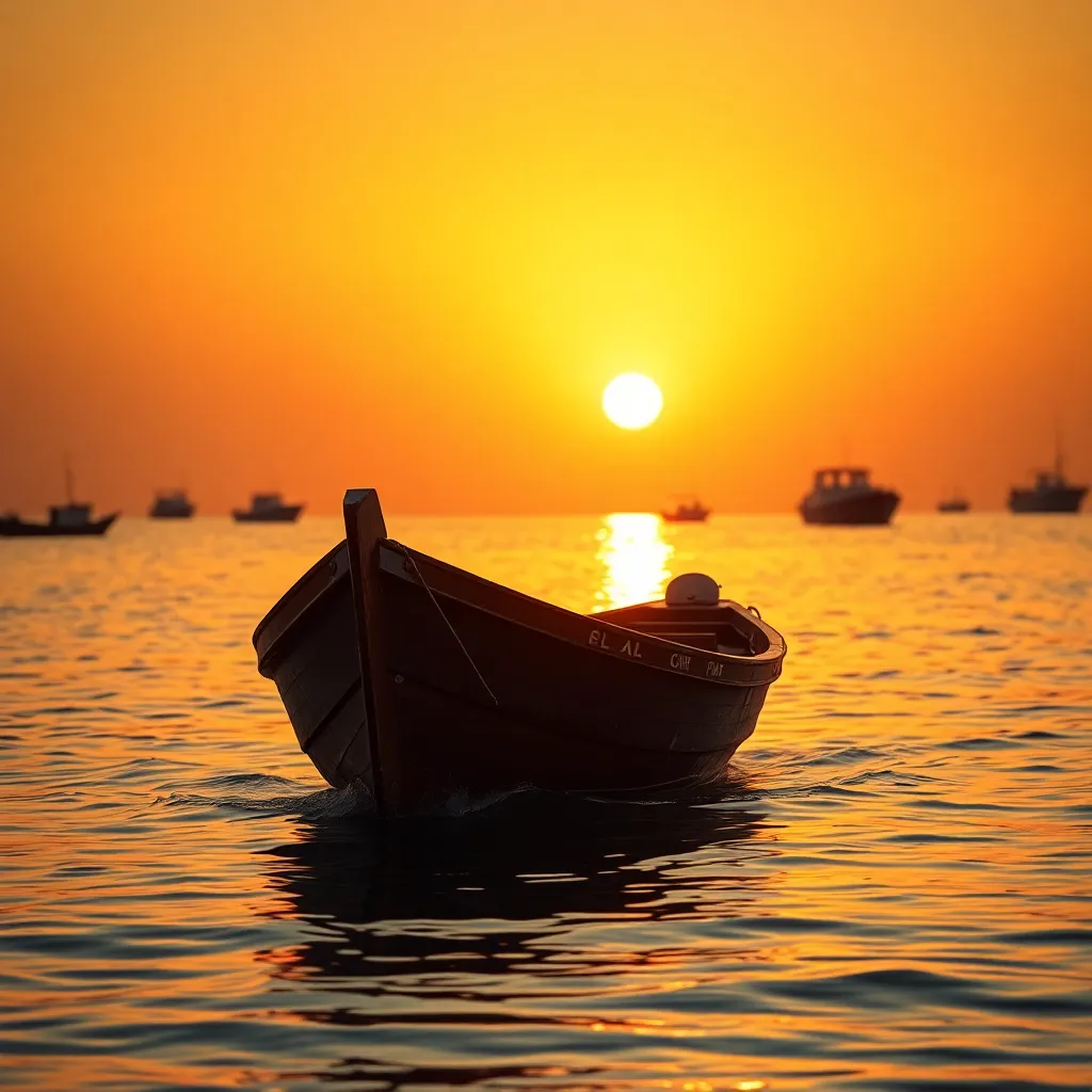 Vintage Boat at Sunset