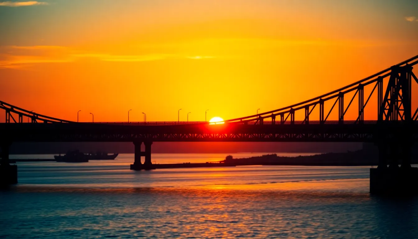 Dramatic Sunset Bridge Silhouette