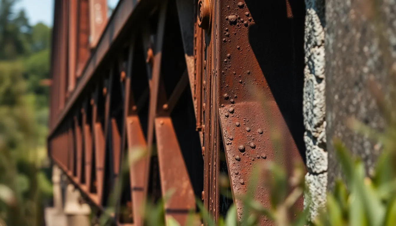 Close-Up of Historic Railway Bridge