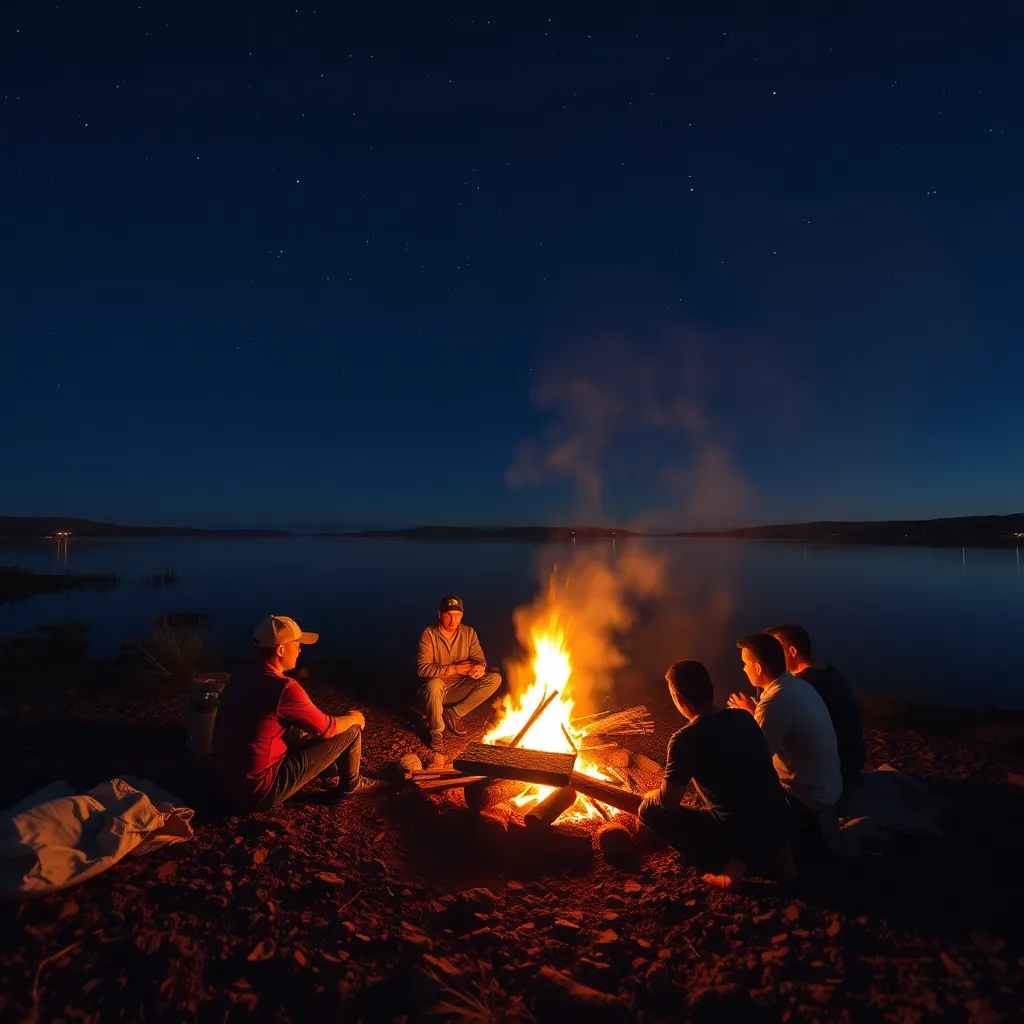Camping by a Serene Lake Under Stars