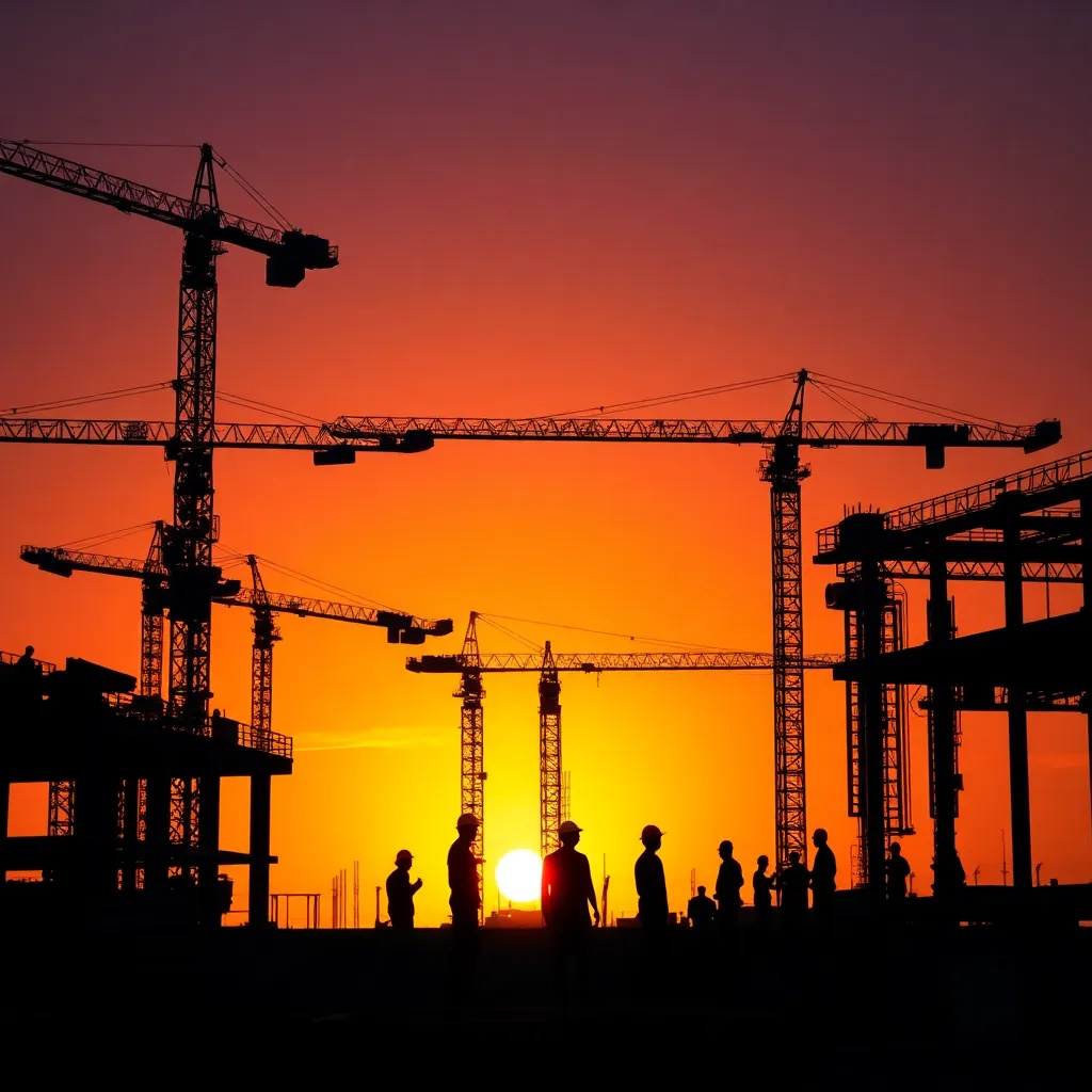 Sunset at Construction Site