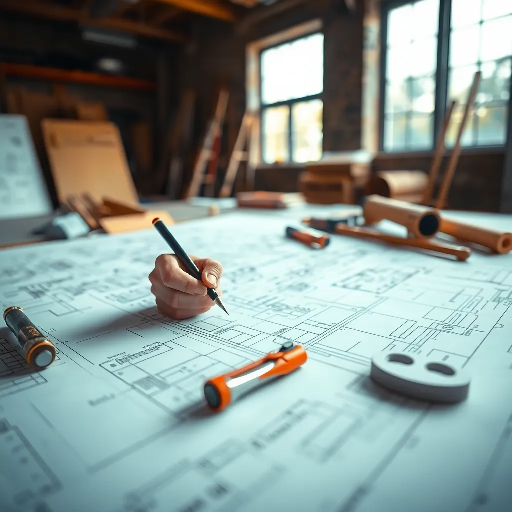 Architect Drawing Blueprints