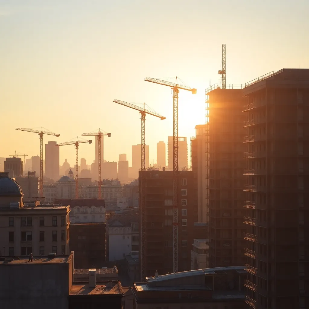 Panoramic City Skyline Under Construction
