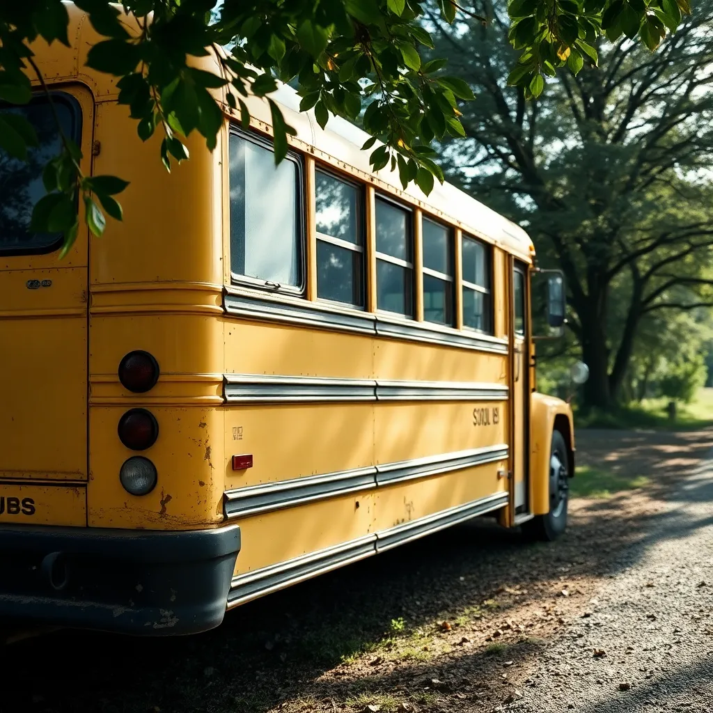 Rugged School Bus in Rural Setting