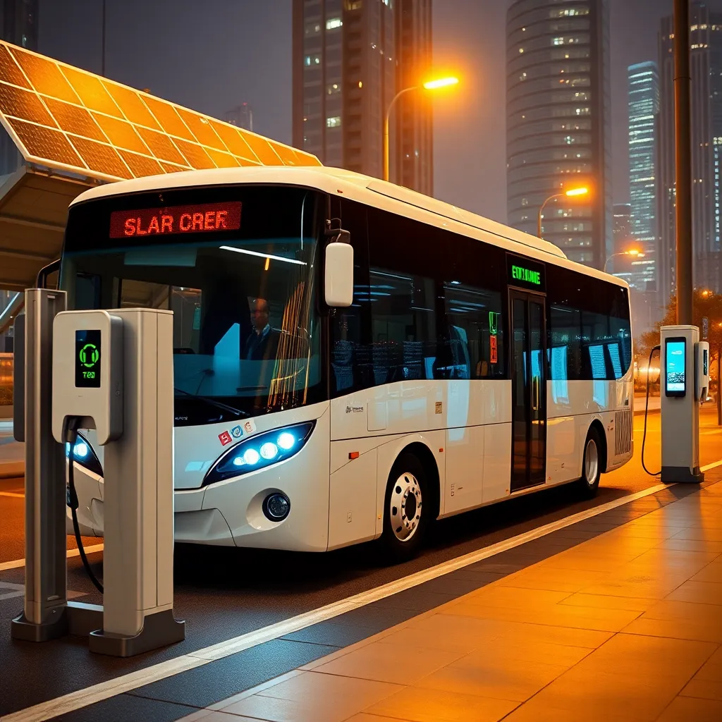 Futuristic Electric Bus at Charging Station