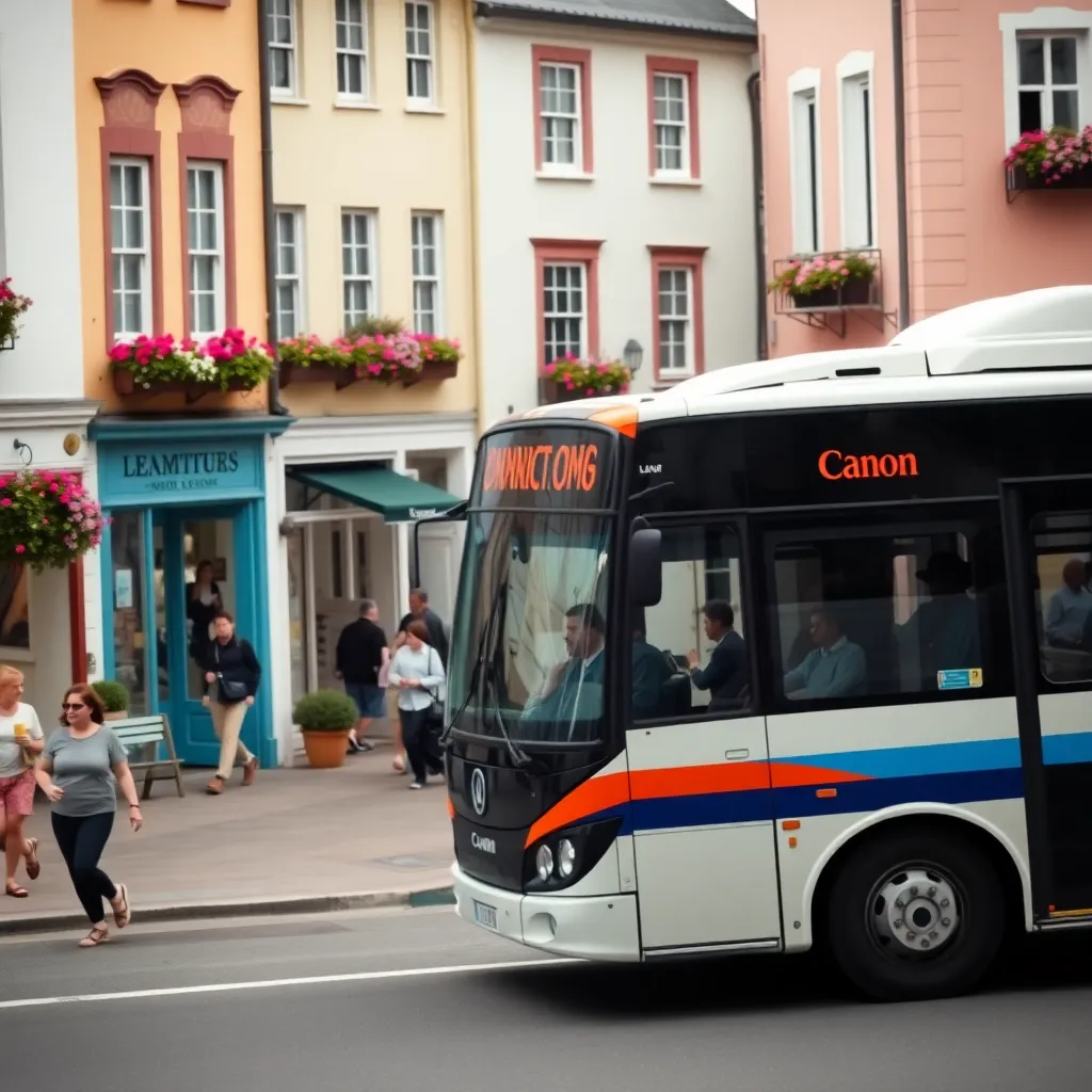 Public Transport Bus in Charming Town