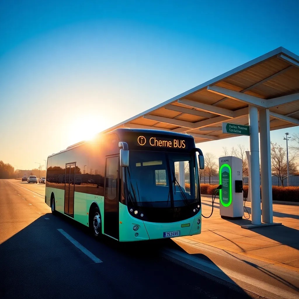 Electric Bus at Solar-Powered Station