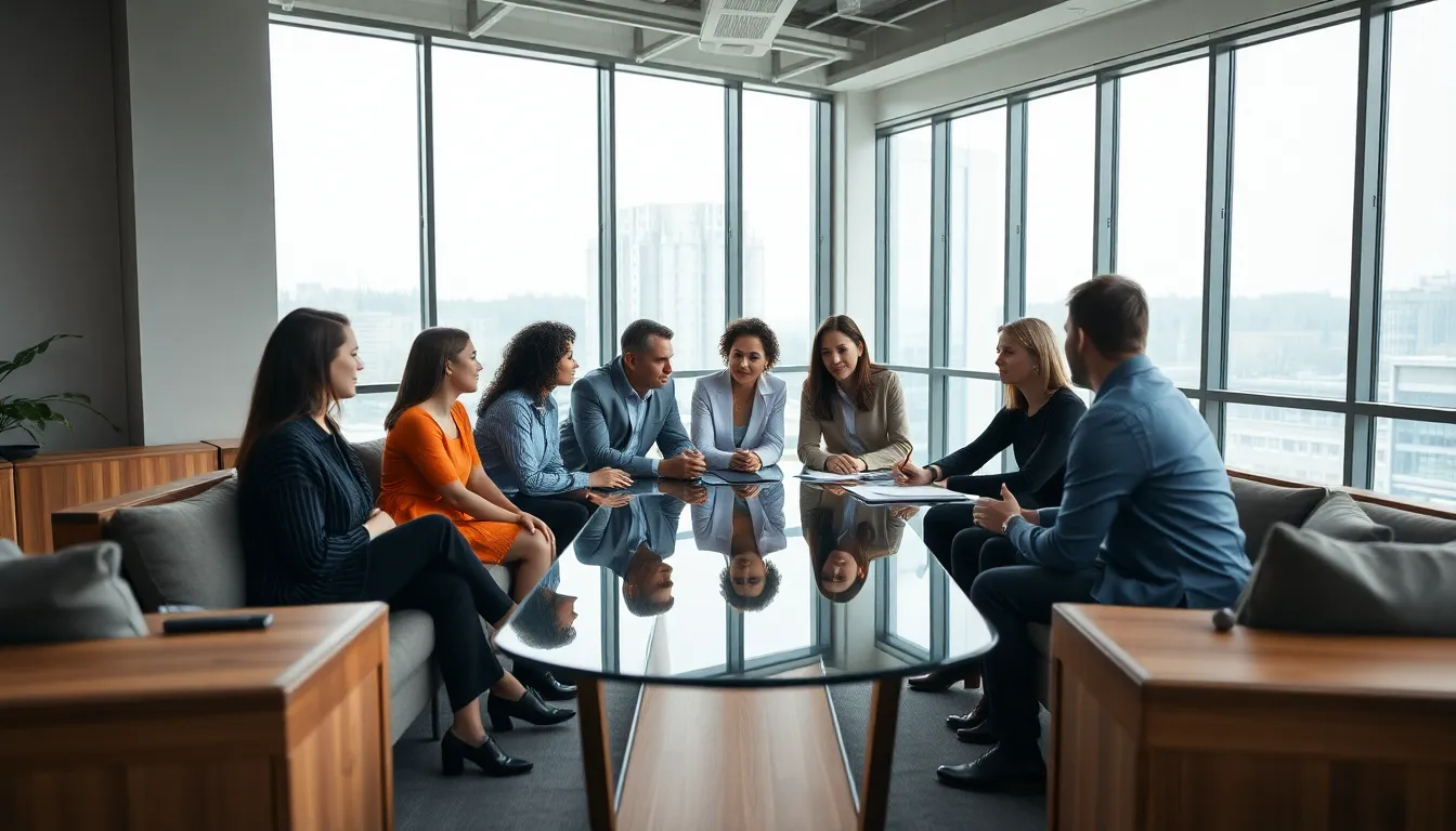 Diverse Team Collaborating in Modern Office