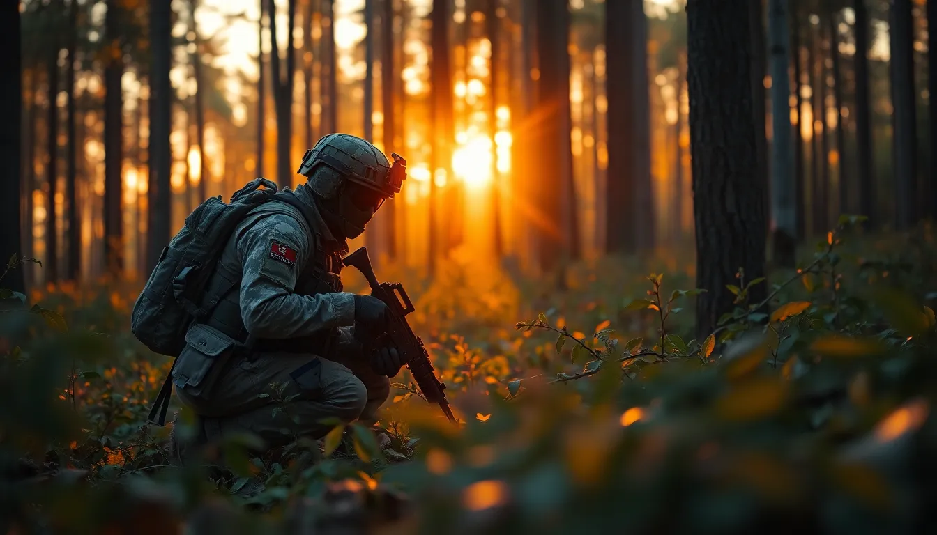 Soldier Camouflaged in Forest