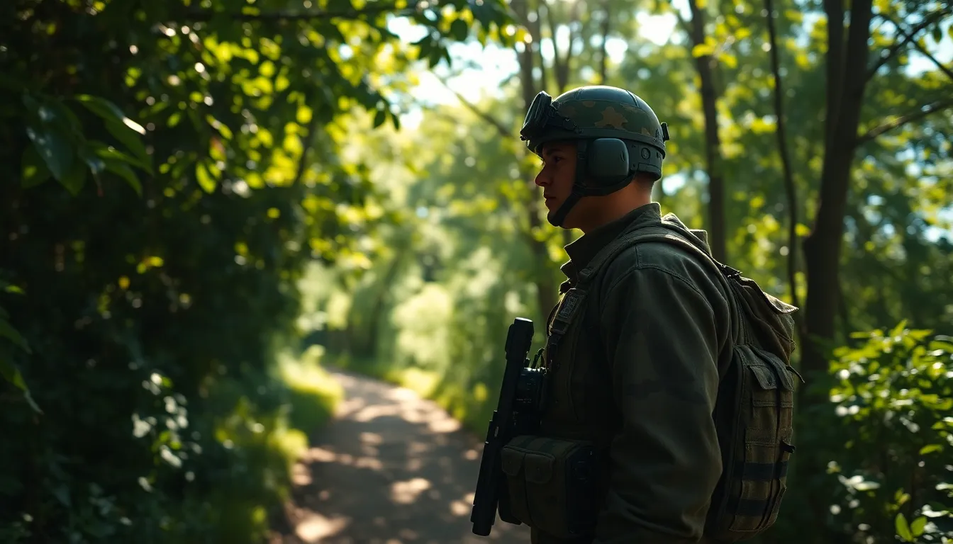 Soldier in Woodland Camouflage Gear