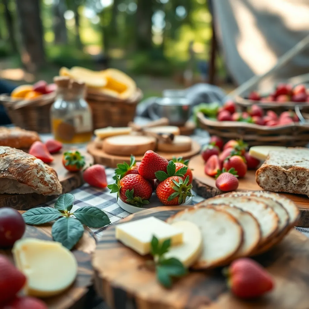 Gourmet Camping Picnic Spread