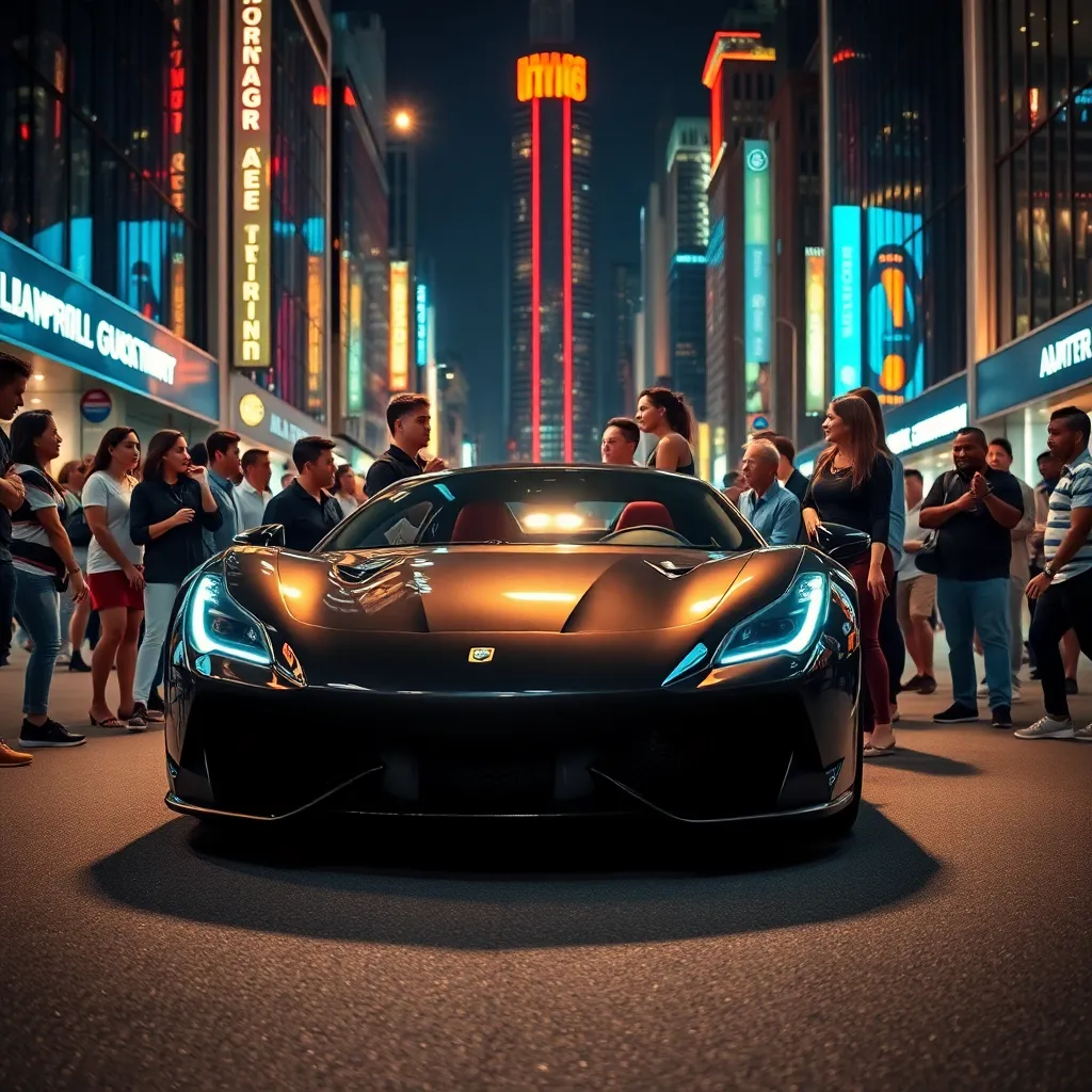 Luxury Sports Car in Urban Night