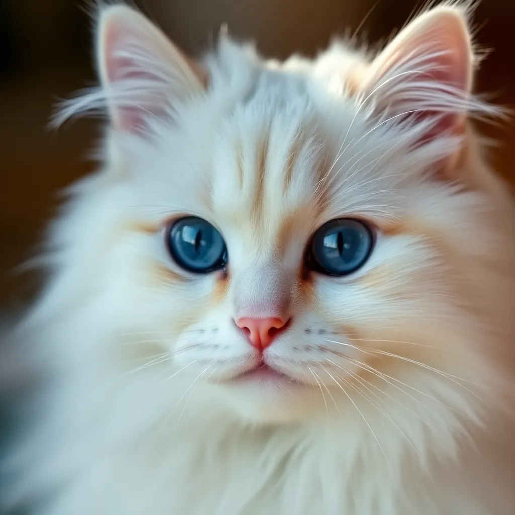 Close-Up of Persian Cat with Dew