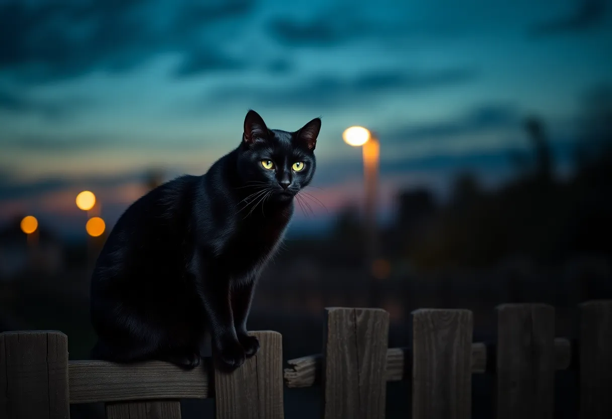Elegant Black Cat at Twilight