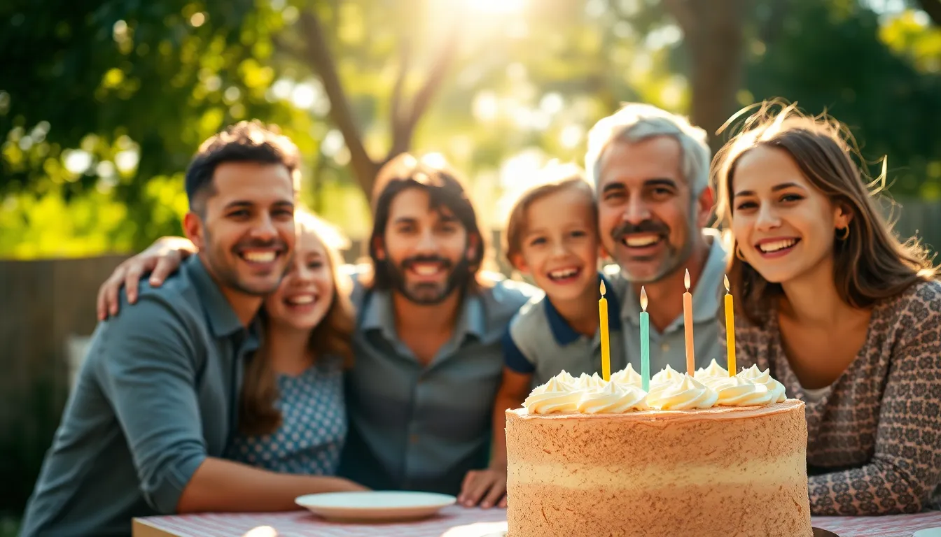 Family Birthday Celebration in Sunlit Backyard