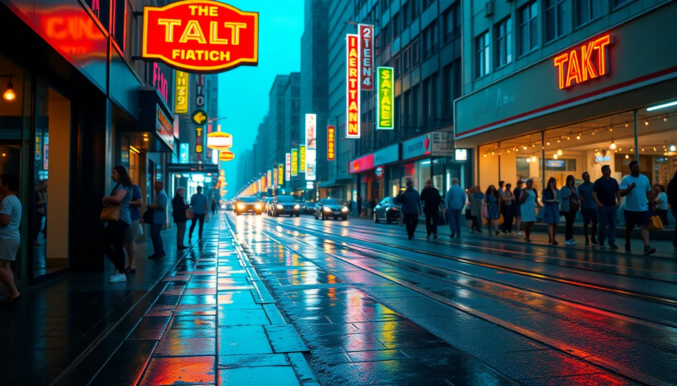 Urban Celebration Under Neon Lights